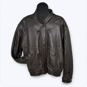 Vtg Mesa‎ Ridge Brown Leather Bomber Jacket Mens Sz XL Motorcycle 90s Distressed